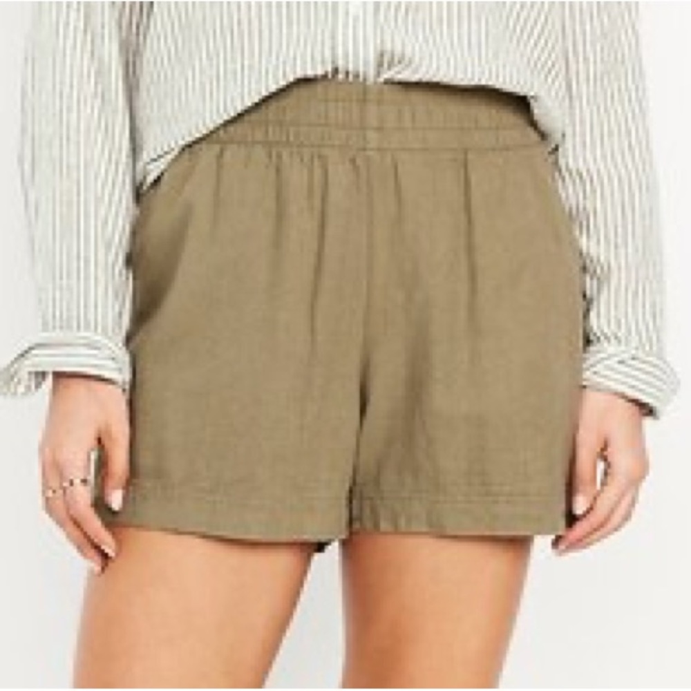 Old Navy High-Waisted Linen-Blend Pull-On 4-Pocket Shorts: Olive - Size XL